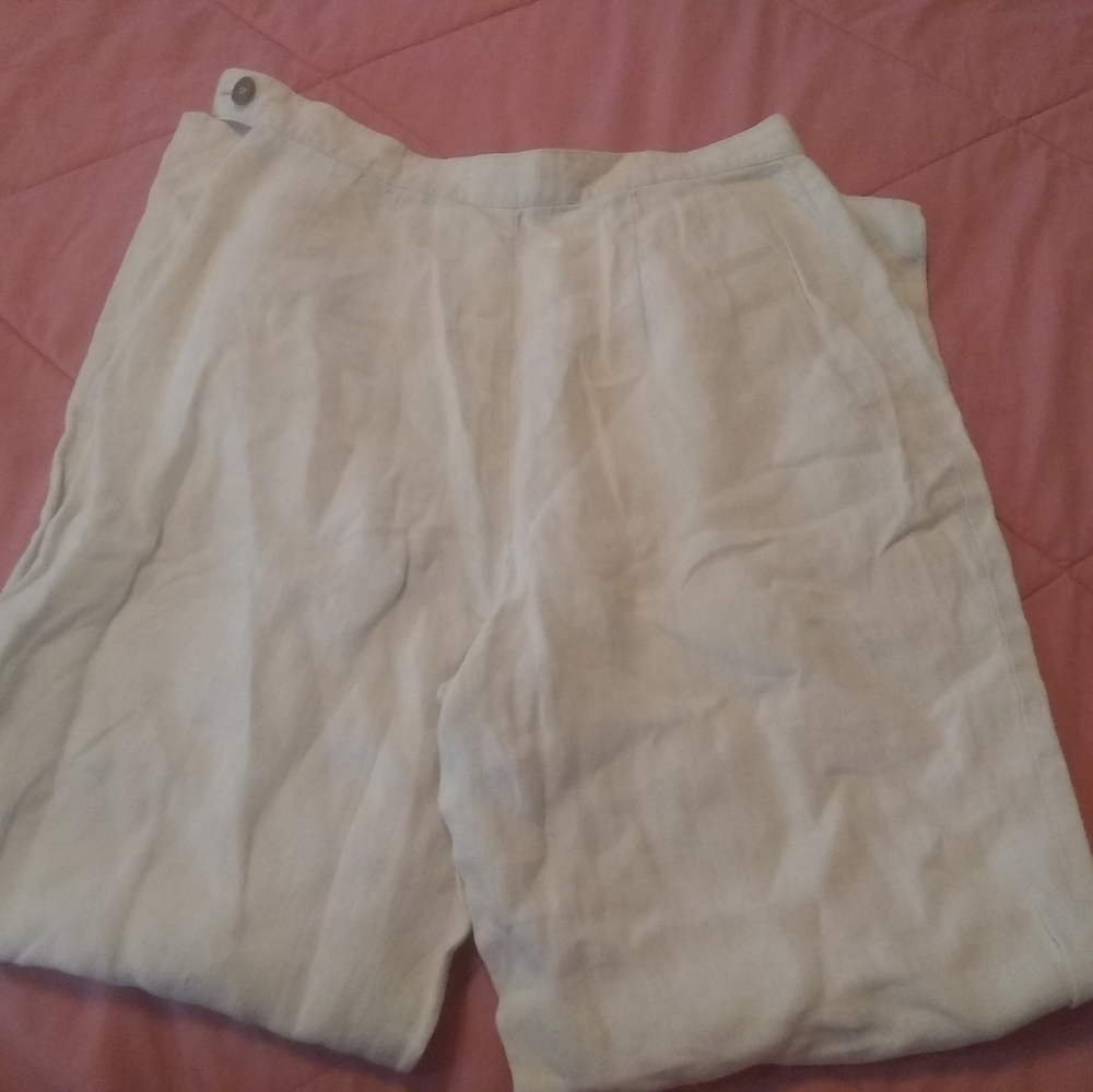 Talbots Irish Linen Cream Ankle Pants Women's